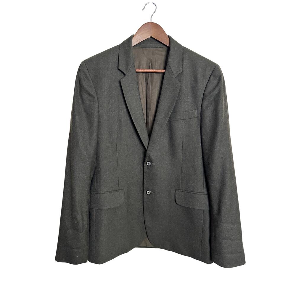 Vince 100% Wool Tailored Blazer Mens 40 Olive Brown Single-Breasted Career